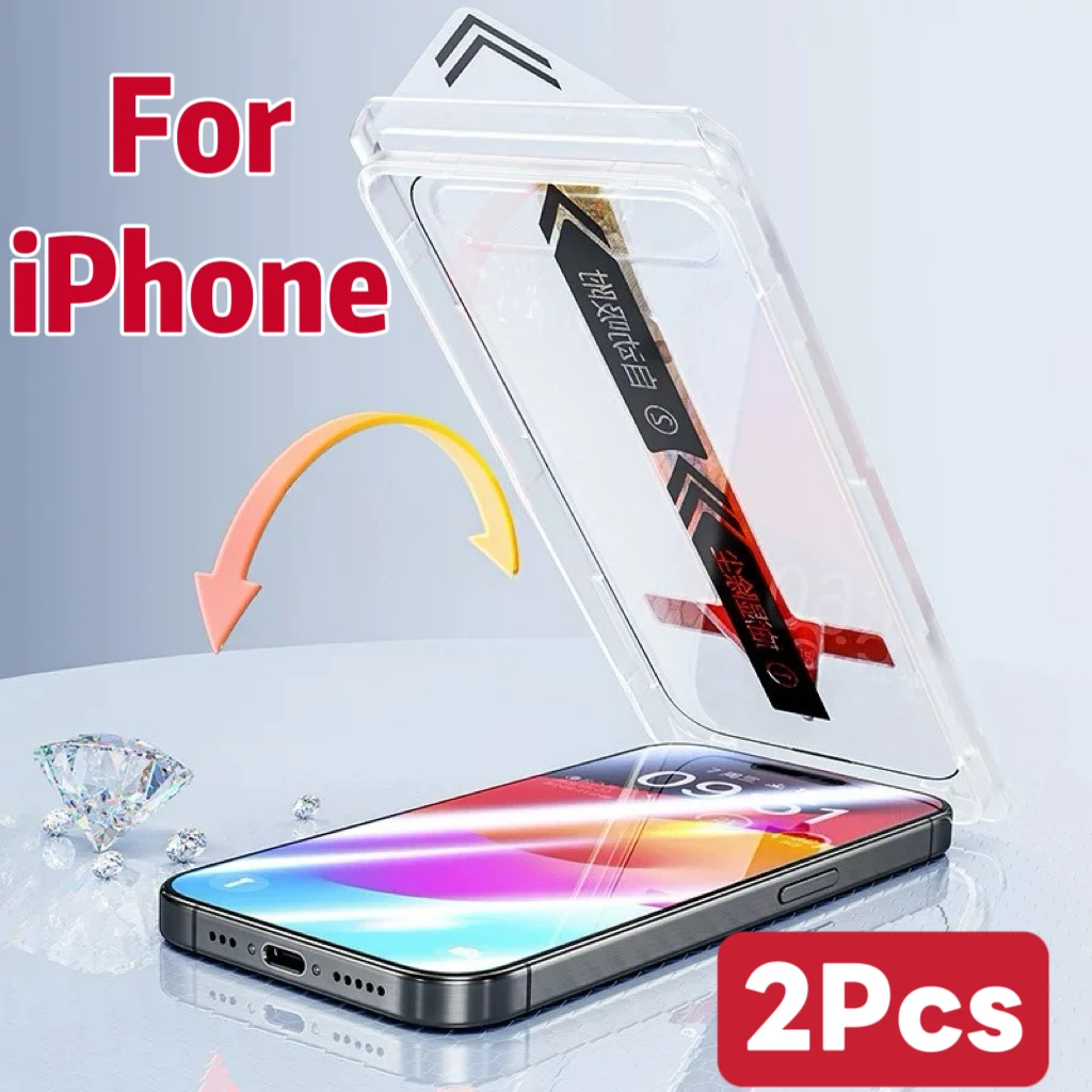 2 Stück hochauflösende Displayschutzfolie aus gehärtetem Glas, kompatibel mit iPhone-Modellen