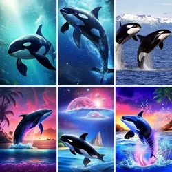 Pittura diamante, Killer Whale Orca Blue Ocean Animals, trapano completo, Diamond Art Painting By Number kit, Gem Art ,Wall Home Decor