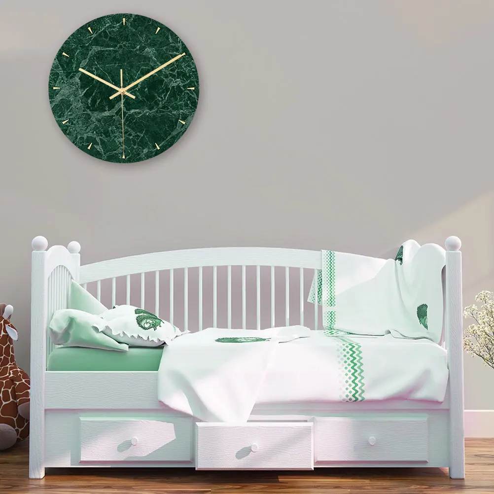 

1pc Premium Marble Wall Round Silent Non-Ticking Decorative Clock For Home Office Bedroom Corridor Restaurant Environmentally