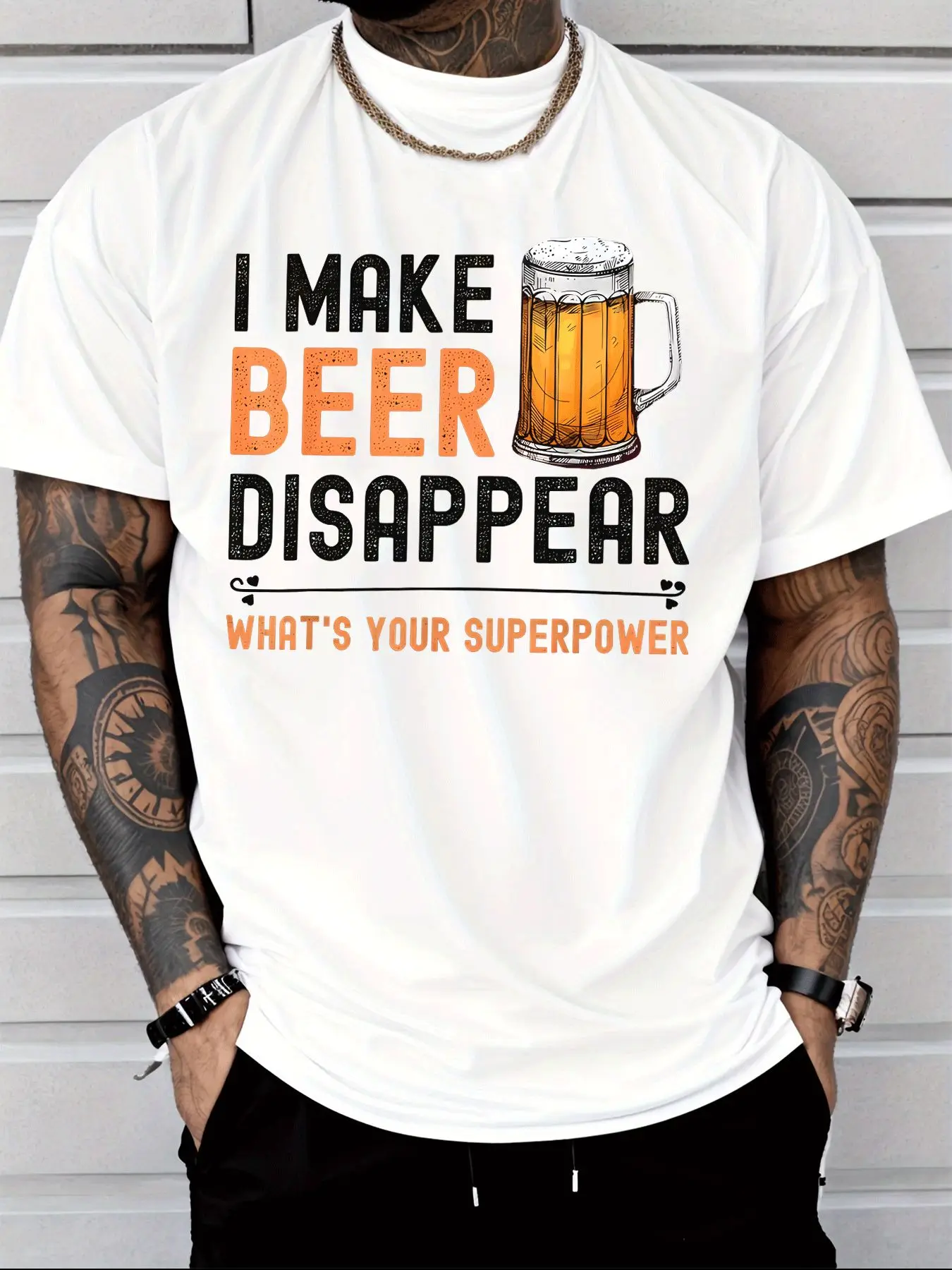 I Make Beer Disappear T-Shirt Summer Men's Tracksuit Short Sleeve Pullover Top Breathable Sportswear Harajuku Fashion Streetwear