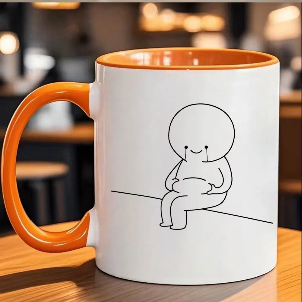 11oz Ceramic Coffee Mug with Sad Bear Print Tableware for Home Use Holiday Present Christmas Birthday Party Favor Family And Fri