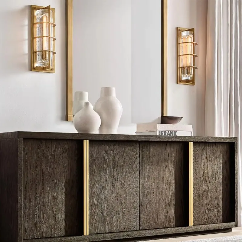 2025 خزانة عرض أدوات المائدة المربعة ذات 4 أبواب من خشب البلوط الصلب على الطراز الحديث الفاخر #4