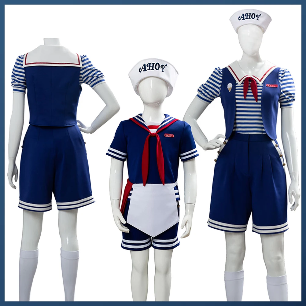 

Робин Стив Косплей Фэнтези Мороженое Магазин Персонал Униформа ТВ ST Костюм Маскировка Хэллоуин Взрослые Женщины Мальчики Девочки Фантазийный Наряд