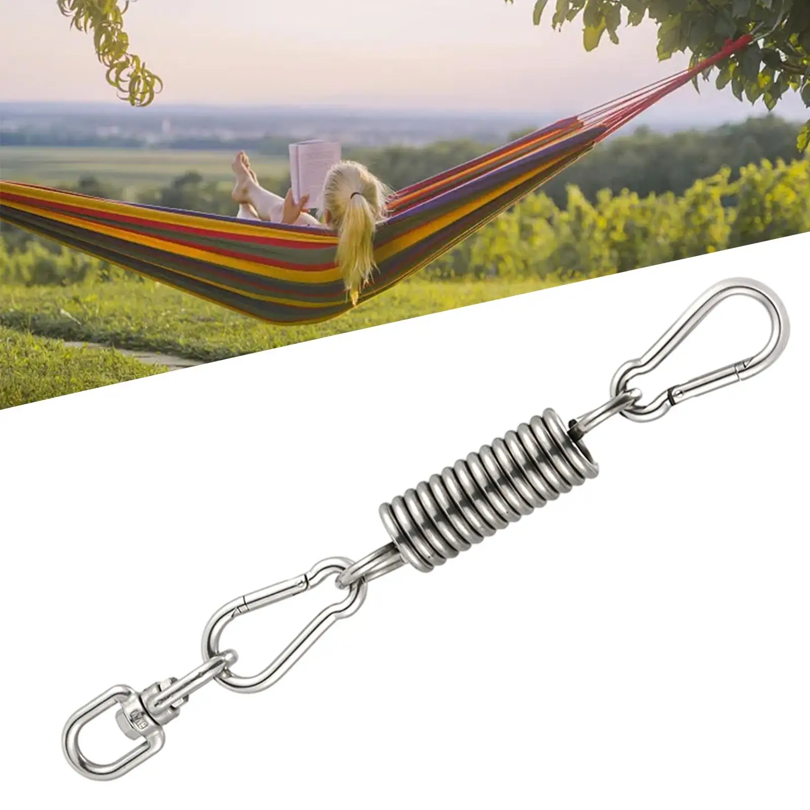 

Hammock Chair, Spring Hook Set, Swinging Chair Hook, Outdoor Hardware Kit, Swivel Hook, Carabiner, Hooks for Garden, Hammock