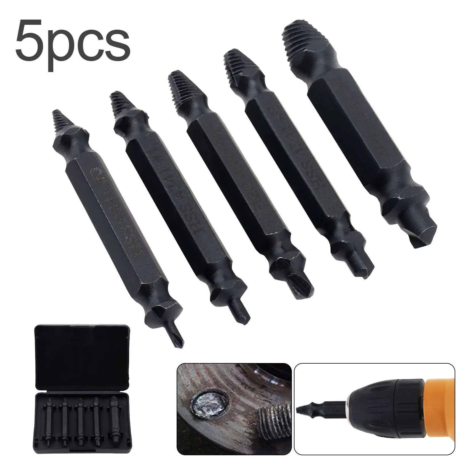 Kit Extrator de Parafuso Danificado Hss Feito Aço de Alta Velocidade Ferramenta Removedor de Parafuso Quebrado para Parafusos Porcas Parafusos 4341 Pcs