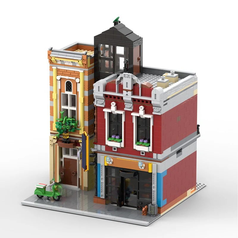 2510 PCS House Street Night Club MOC Customize Modular Building Block Creative Design Simple Technology DIY Festival Toy Gift