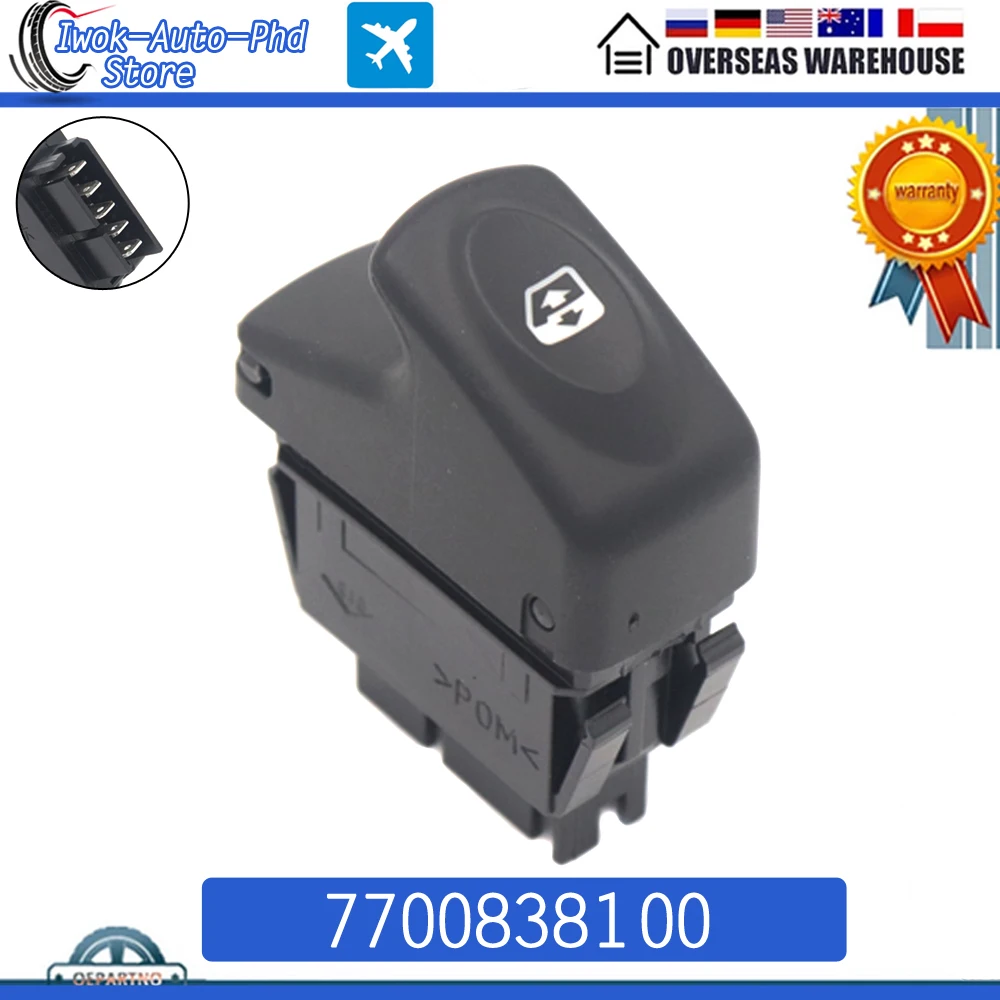 7700838100 Electric Power Window Control Switch Master Lifter Button For Renault Kangoo Megane Clio 1998-2014 7700307605