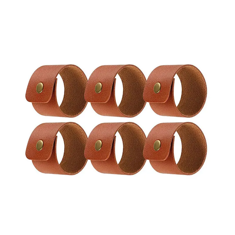 6/12/24PCS Napkin Rings Vintage Farmhouse Style Wedding Banquet Party Leather Napkin Ring