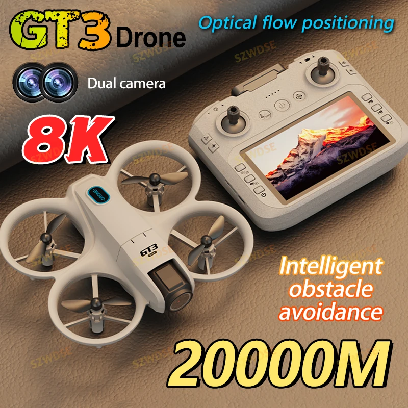New GT3 With Screen Mini Drone 8K HD Camera 180° ESC Aerial Photography Aircraft  Height Pocket UFO Remote Control Aircraft