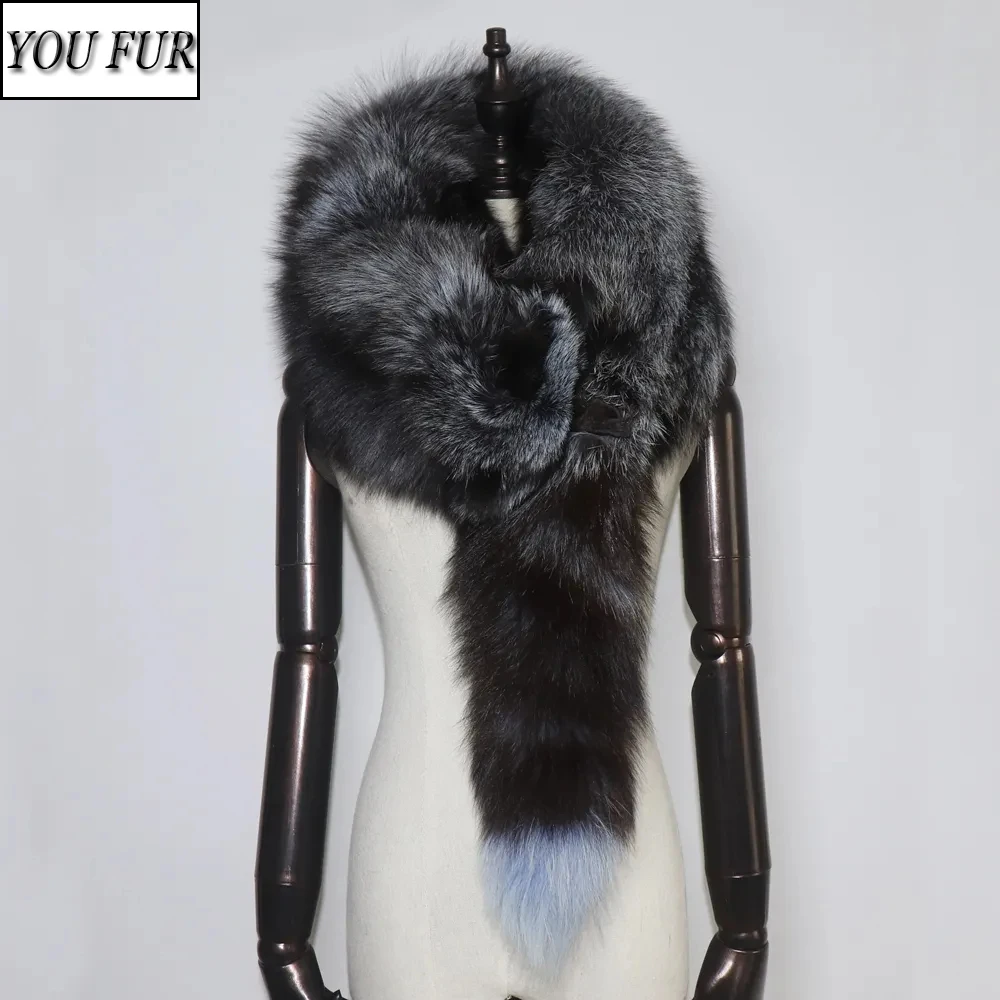 

2023 Party Luxury Brand Women Real Winter Fox Fur Scarves Natural One-Piece Fox Fur Collar Warm Soft Real Fox Fur Scarf