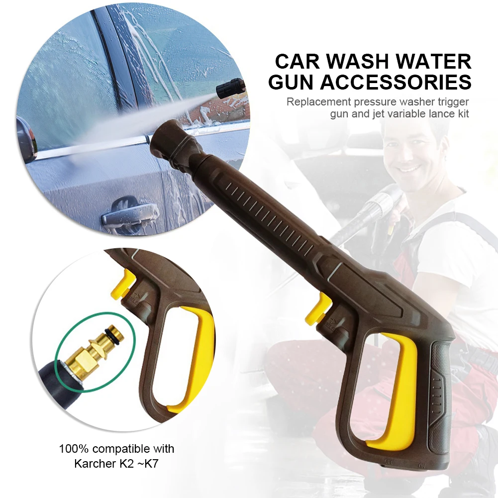 Pistola de lavado de alta presión, pistola pulverizadora con lanza de chorro, boquilla de pistola Turbo, pistola de espuma de lavado de coches para reemplazo Karcher K4 K5 K7