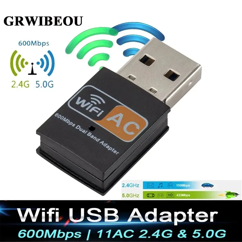 

GRWIBEOU 600 Mbps dual-band 2.4GHz&5GHz USB2.0 Wi-fi network card free driver Wifi Dongle 802.11n/g/a/ac RTL8811CU Win7/8/10