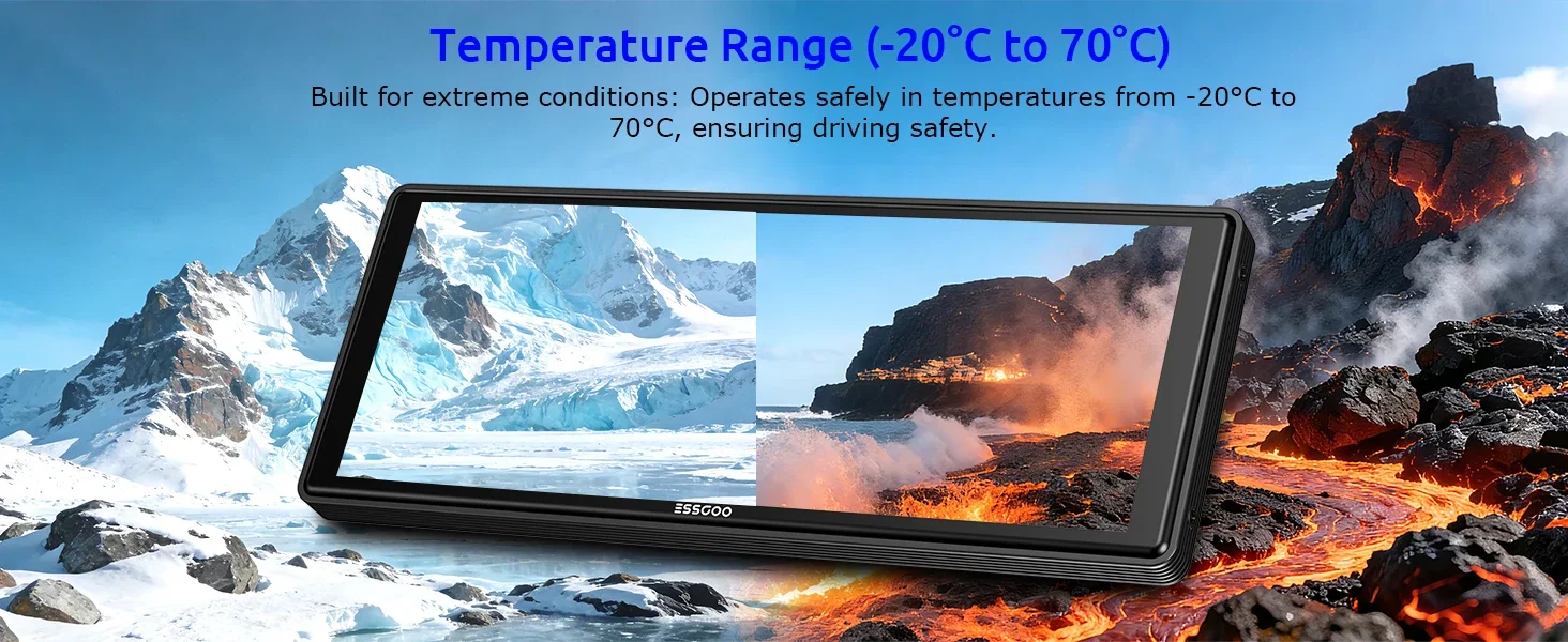ESSGOO 10,26" Tragbare Universelle Drahtlose Carplay-Halterung für Wohnmobile, LKWs, Autoradios, Tourscreen, Android Auto, Bluetooth, FM, Lenkradsteuerung, Einfach zu installieren – Detail 20
