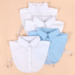 분리형 코튼 옷깃 셔츠 가짜 칼라 솔리드 컬러 거짓 블라우스 Neckwear 빈티지 레이스 옷깃 블라우스 탑 의류 액세서리