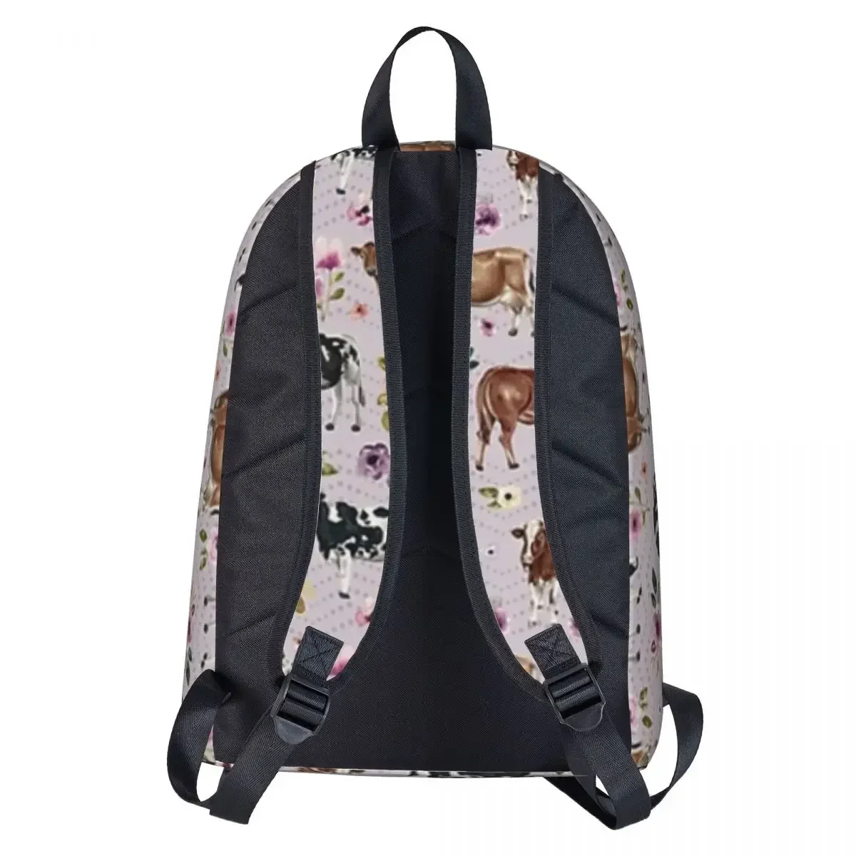 Vacas e Flores Lavanda Mochila, Pintura Floral Aquarela, Ocidental Vaca, País Bookbag, Bolsa de Escola, Mochila de Ombro