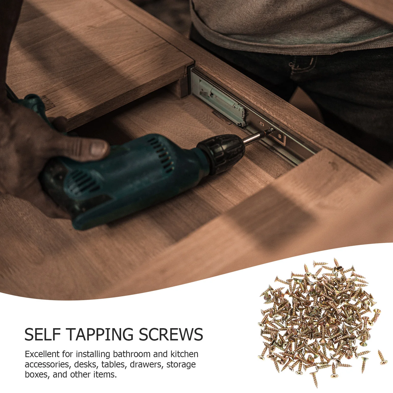 

200pcs Self-Tapping Screw 4Mm Galvanized Iron Countersunk For Drywall Fiberboard Wood Metal Plastic Fastening Screws