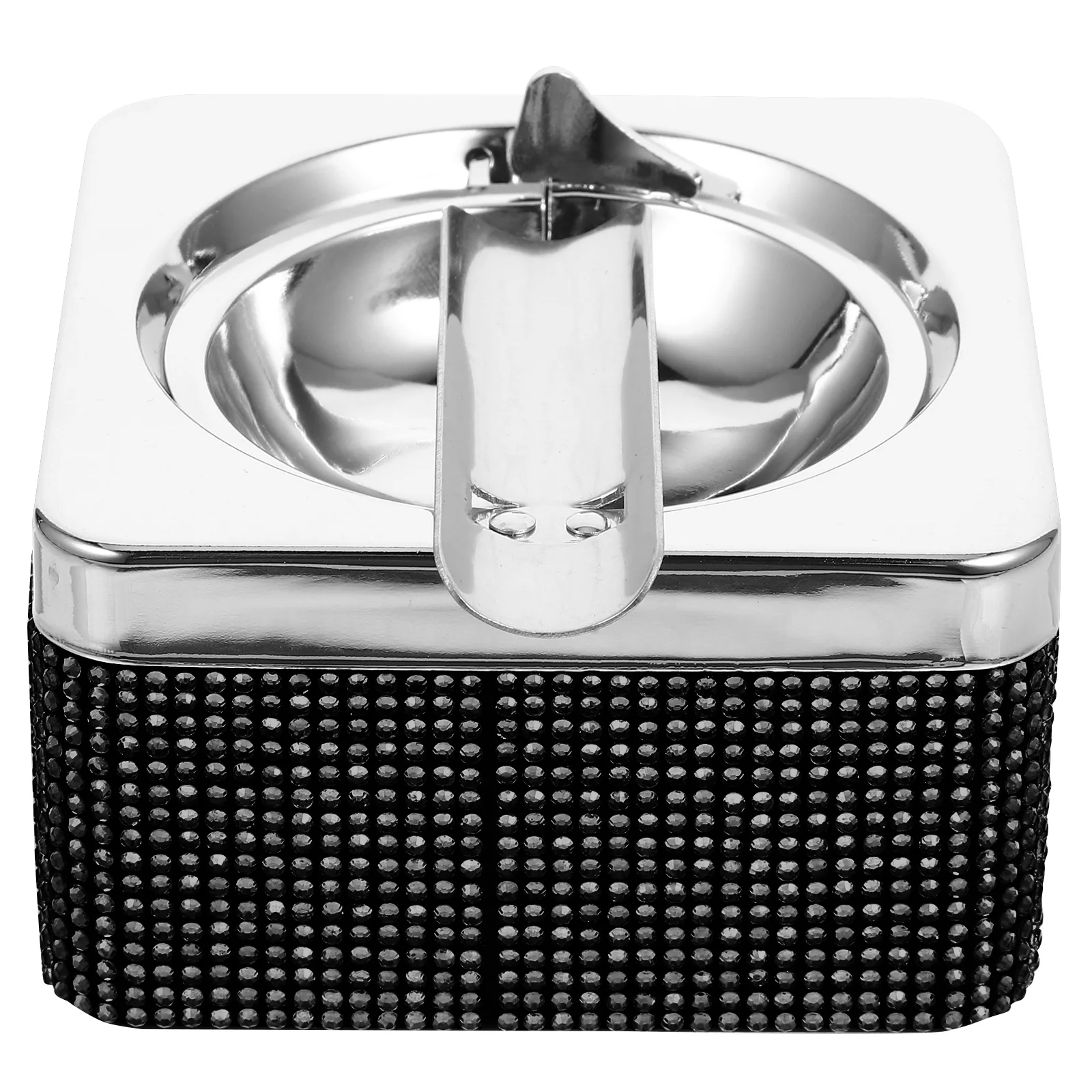 

Automotive Ashtray Car Cigarette Holder European Rhinestone Design Large Capacity Compact Square Anti Slip Base Decorative Metal