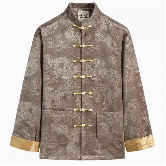 

Chinese Style Autumn And Winter Men's Retro Printed Tang Coat