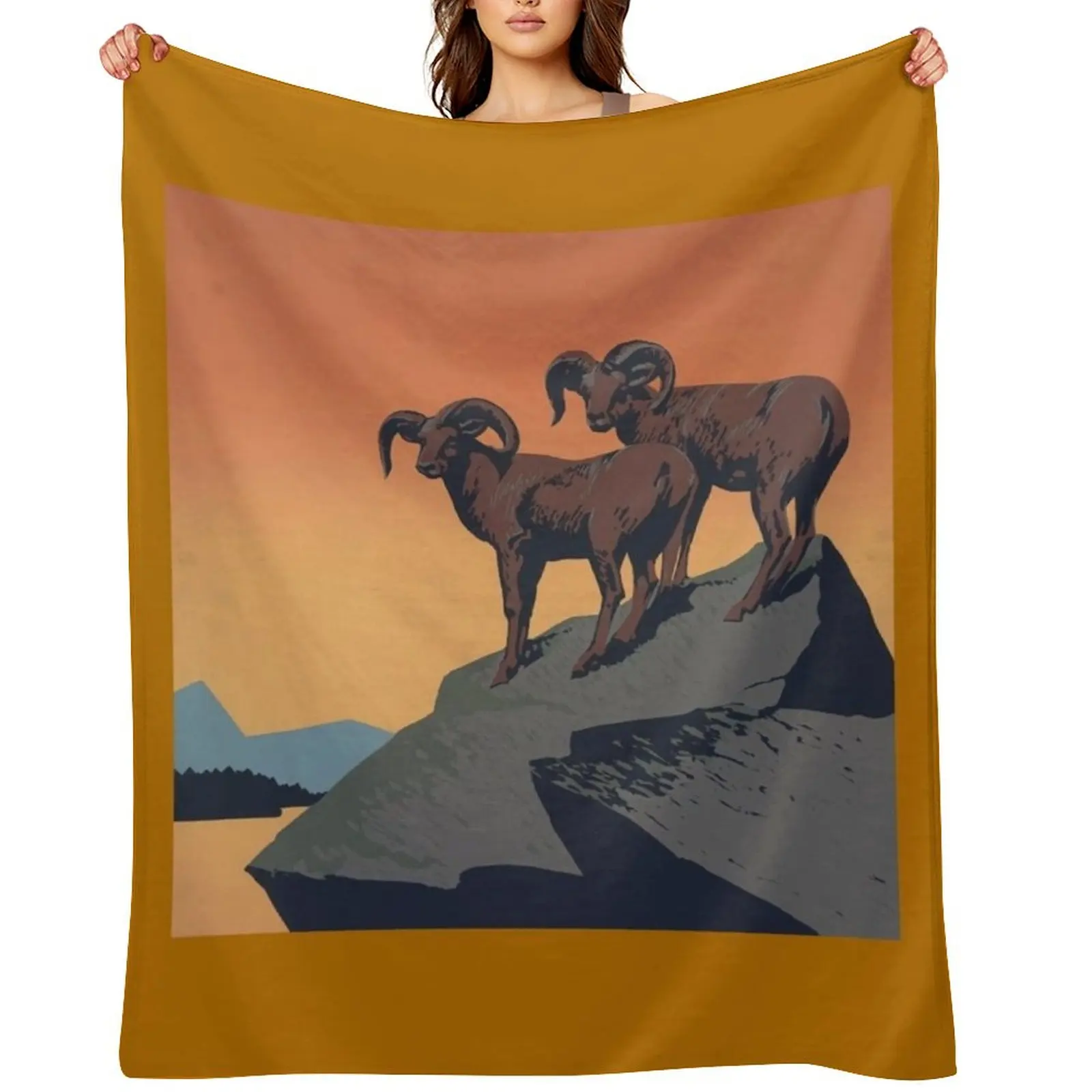 

Bighorn sheep Throw Blanket Quilt For Baby Multi-Purpose Decorative Throw Blankets