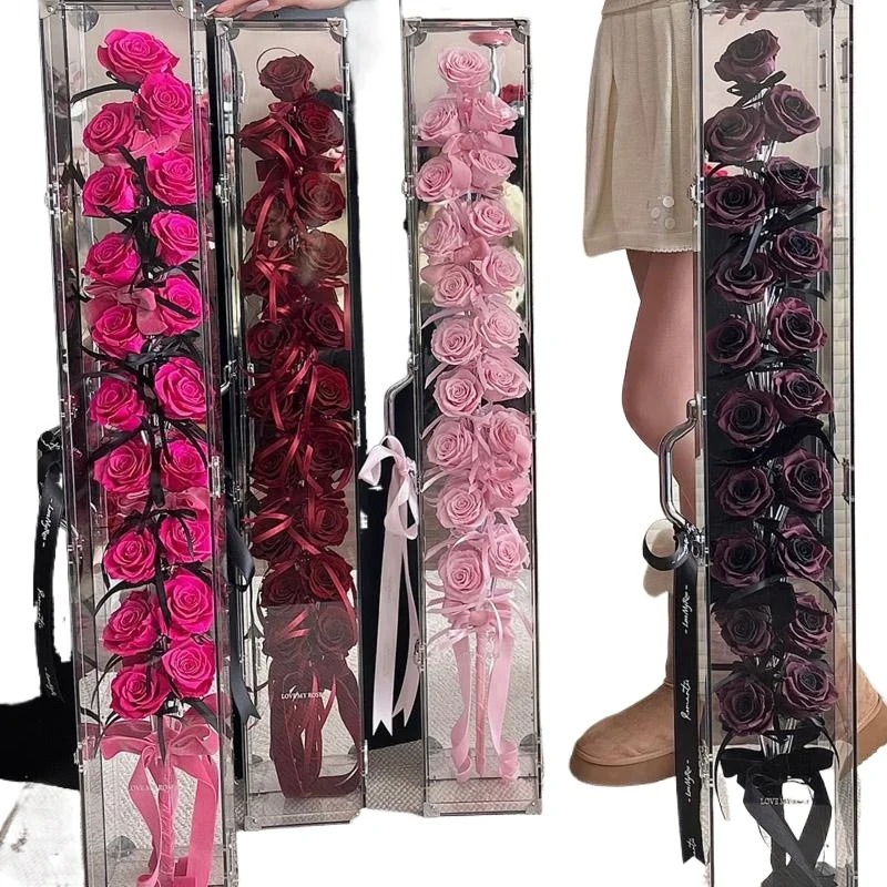 Qixi Festival gift immortal flower 1m candied gourd rose bouquet, acrylic flower birthday confession to girlfriend confession