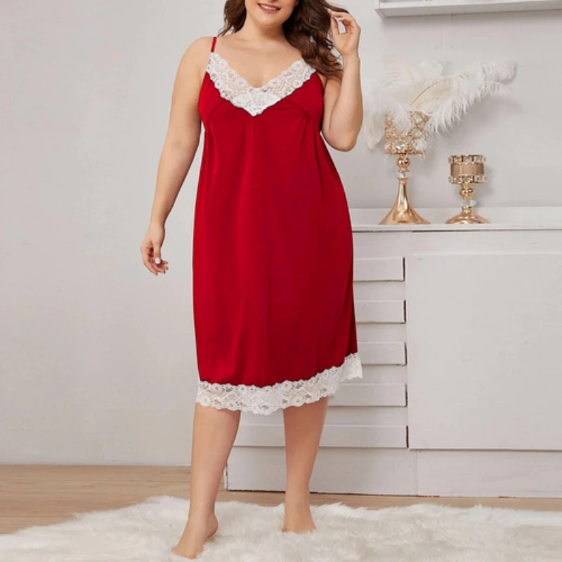 

Sexy Sleepwear Plus Size Women Lingerie Sexy Slip Dress Pajama Ladies Home Dress Lace Lace Sexy Nightdress Summer Dress