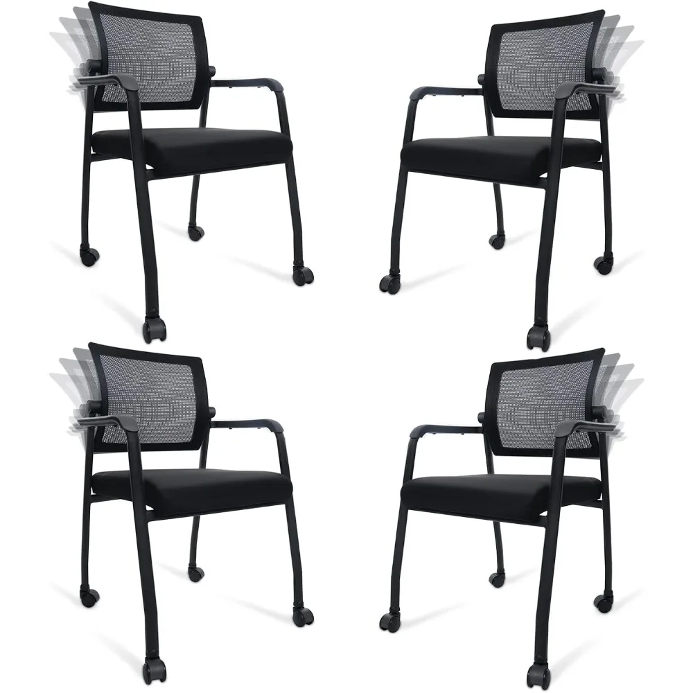 

Conference Chairs Set of 4 with Wheel, Adjustable Backrest, Ergonomic Lumbar Support, Thickened Seats Cushion, Conference Chairs