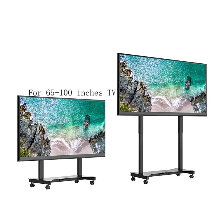 

Mobile TV Cart 65-100 Inches TV Bracket Support Remote Control Lifting System And Height Adjustable TV Trolley
