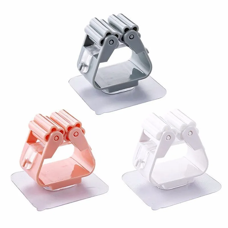 Mop Clip portaoggetti a parete porta scopa Organizer appendiabiti portaoggetti senza soluzione di continuità Mop Clip Hook appendiabiti per uso domestico
