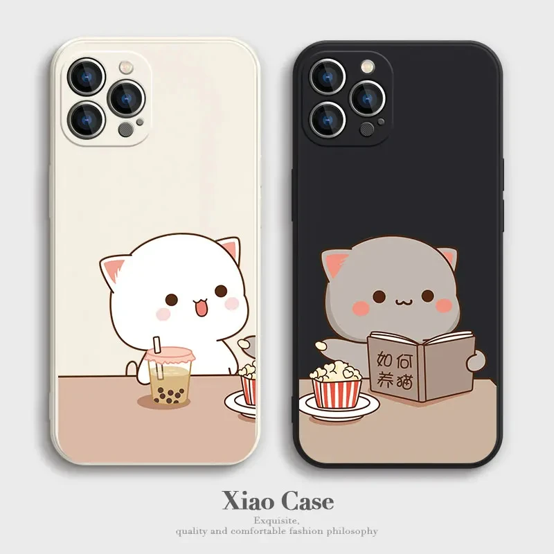 

Mitao Cat Peach Mochi Cat Phone Case For Iphone Plus Pro Xr Xs 14 11 12 13 Se Mini Sweethearts Silica Gel Case All-inclusive Fal