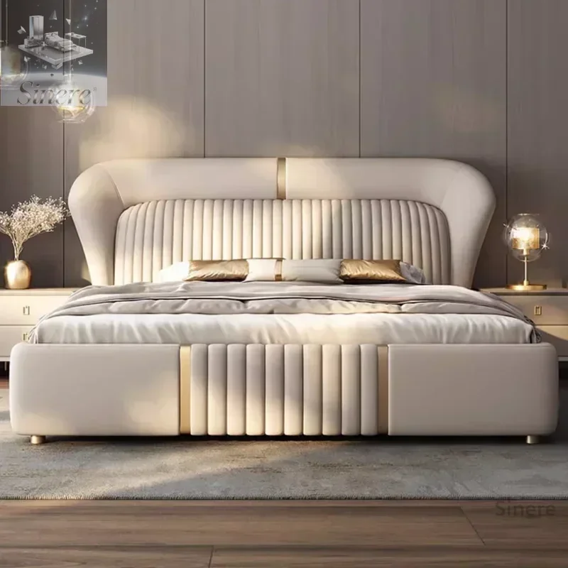 

Floor Adult Soft Twin Bed Storage Headboard Luxury Simple Frame Twin Bed Ottoman White Letto Matrimonile Bed Room Furniture