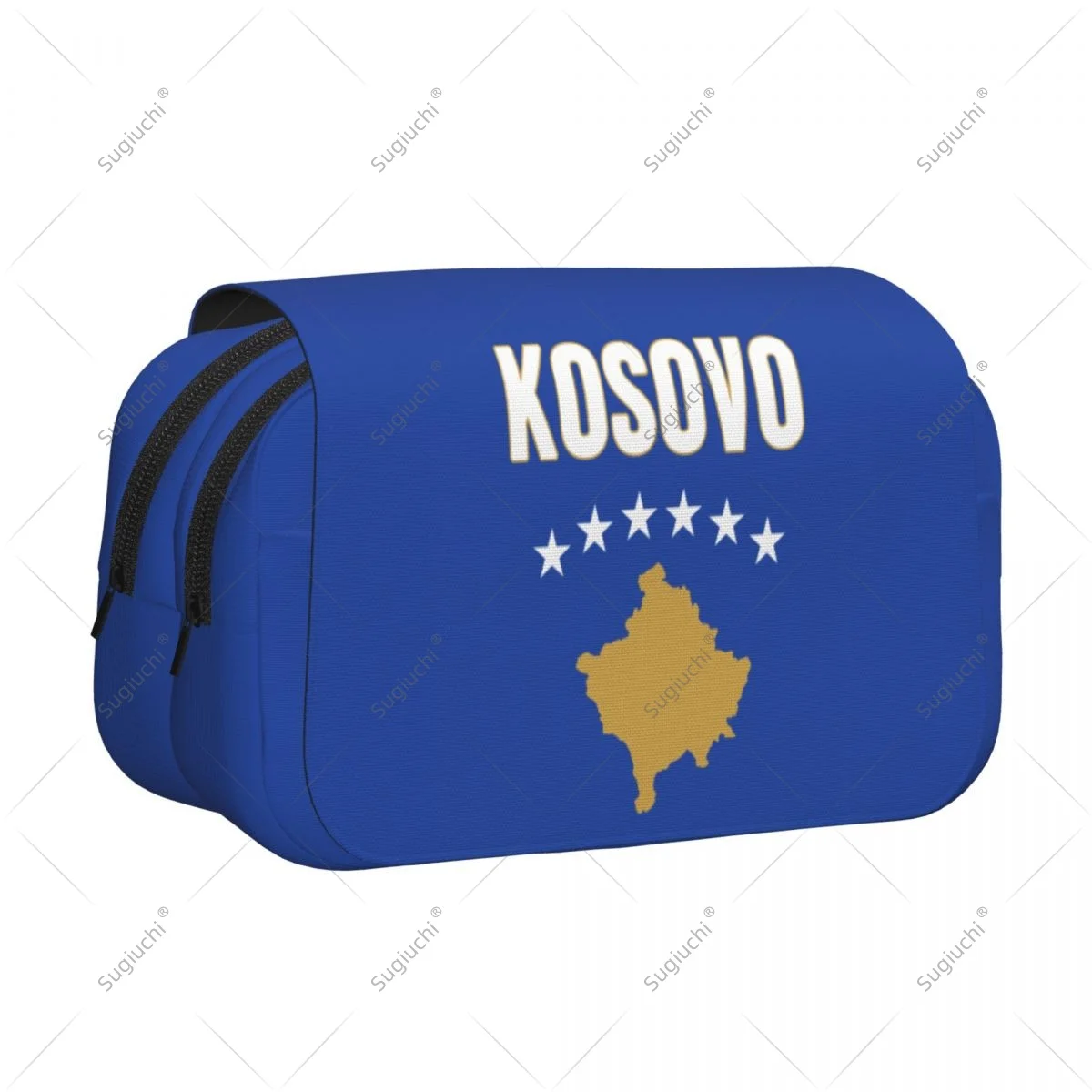 Pencil Case Scissors Bags 3D Kosovo Flag Double-layer Oxford Cloth Stationery Storage Pen Box Case