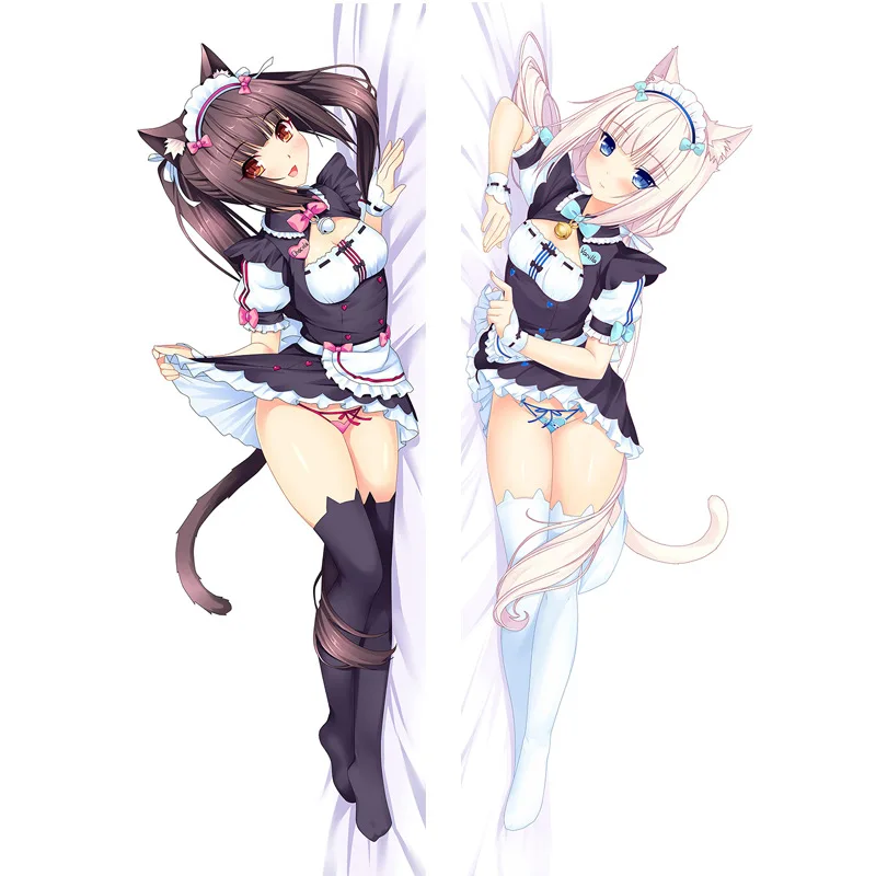 애니메이션 쇼콜라 바닐라 NEKOPARA 다키마쿠라 포옹 바디 베개 케이스, 오타쿠 전신 베개 커버, 홈 침구 선물, 드롭십