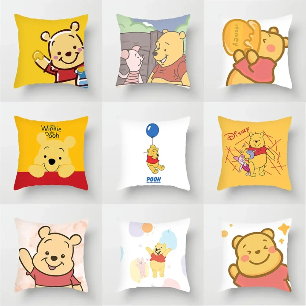 Disney Anime Peripheral Cute Winnie Cartoon Throw Pillow Pillowcase Living Room Sofa Cushion Cover Decoration Festivals Gift