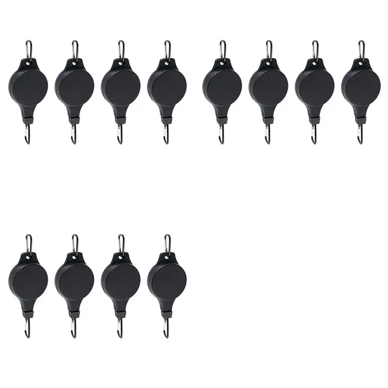 ABSS-Plant Pulley Retractable Hanger Plant Pulley Adjustable Height Wheel For Hanging Plants Indoor(12PCS) BLACK