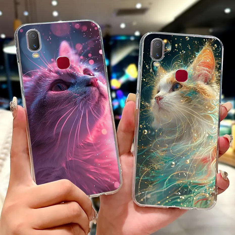 حافظة كرتونية لطيفة لهاتف Vivo Y11 Y12i غطاء خلفي من السيليكون الناعم من مادة البولي يوريثان الحراري لهاتف Vivo 1906 1906_20 Y11 (2019)