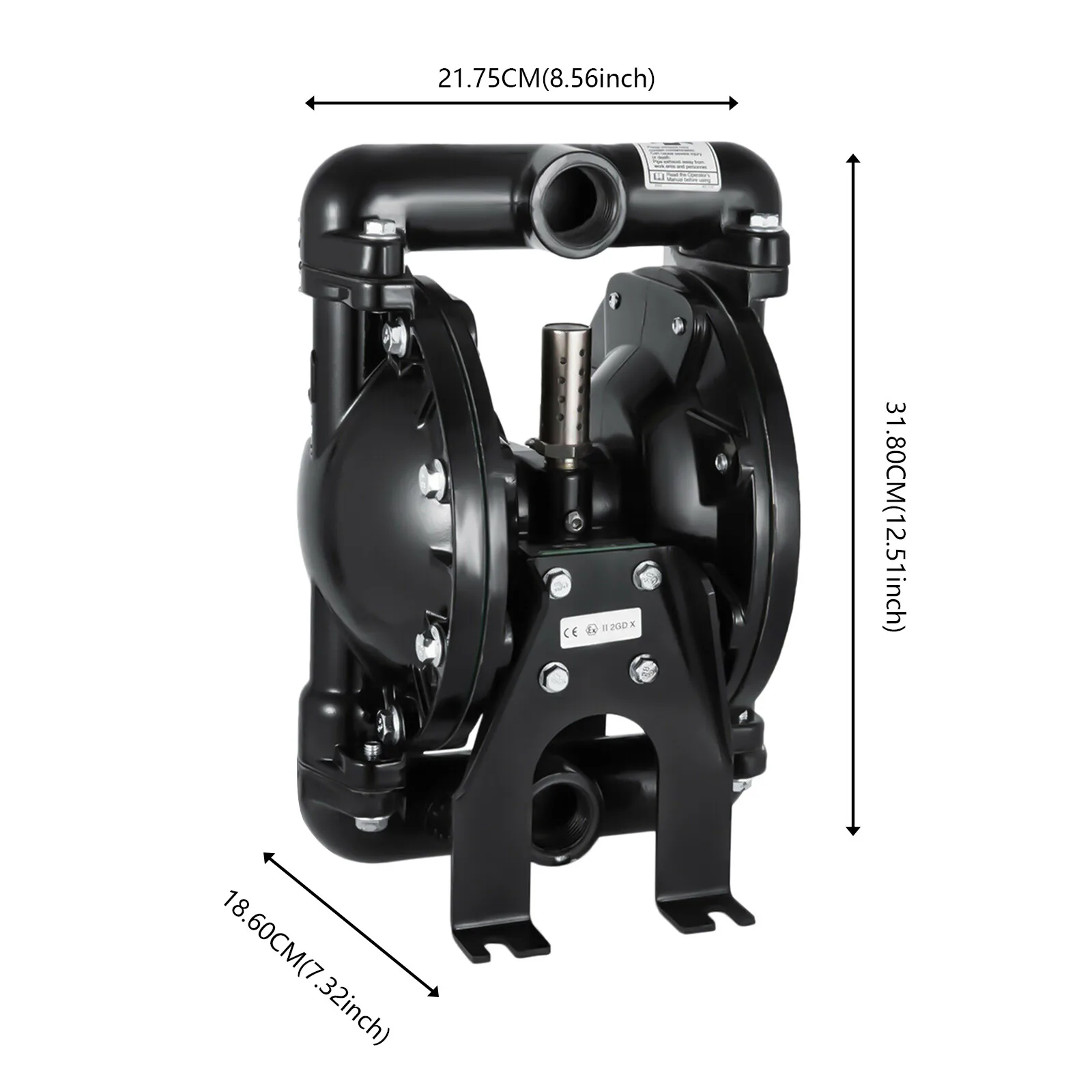 Air-Operated Double Diaphragm Pump 1" Inlet Outlet Petroleum Fluids 35Gpm 120Psi Heavy Duty Pneumatic Diaphragm Transfer Pump