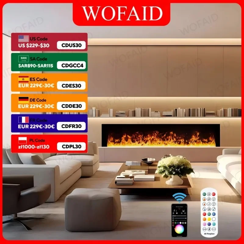 

Modern 3D Flame Steam Electric Fireplace Remote Control Silent Water Mist Decoration Atomization Fire Place Pit for Home Decor