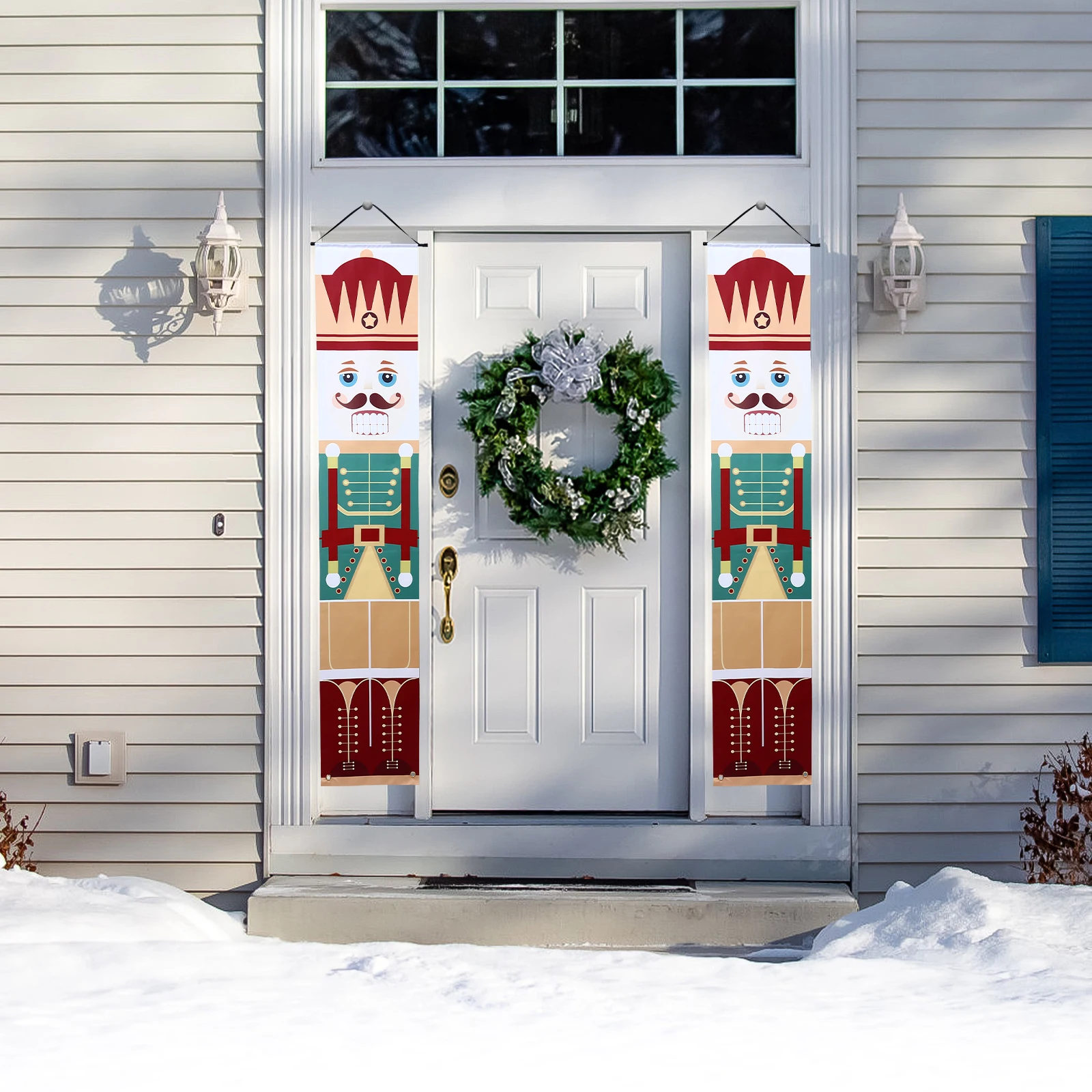 

1Pair Xmas Door Decoration Walnut Soldier Themed Door Banner Creative Exquisite Perfect for Room Wall Doors Festival Couplet