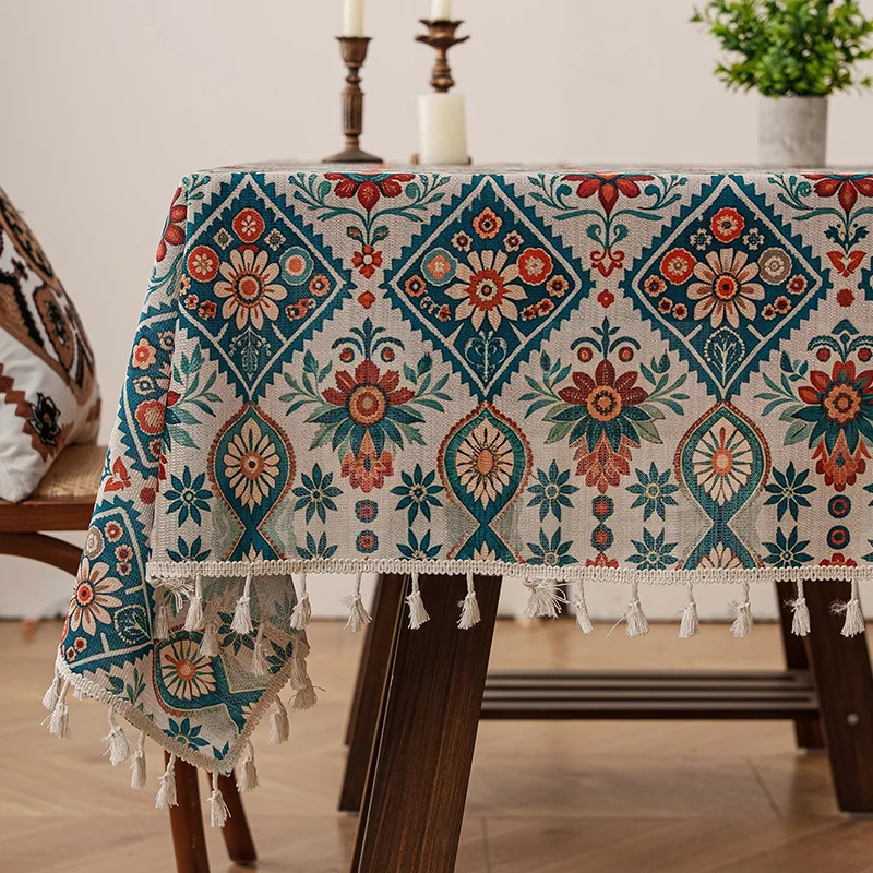 Bohemian Ethnic Style Print Tablecloth Cover Geometric Patterns Polyester Decoration Tablecloths Rectangular Coffee Table Cloths