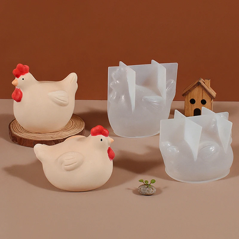 3D Chicken Candle Silicone Mold Cute Chicken Crafts Plaster Resin Cement Mould DIY Animal Soap Making Tool For Easter Home Decor