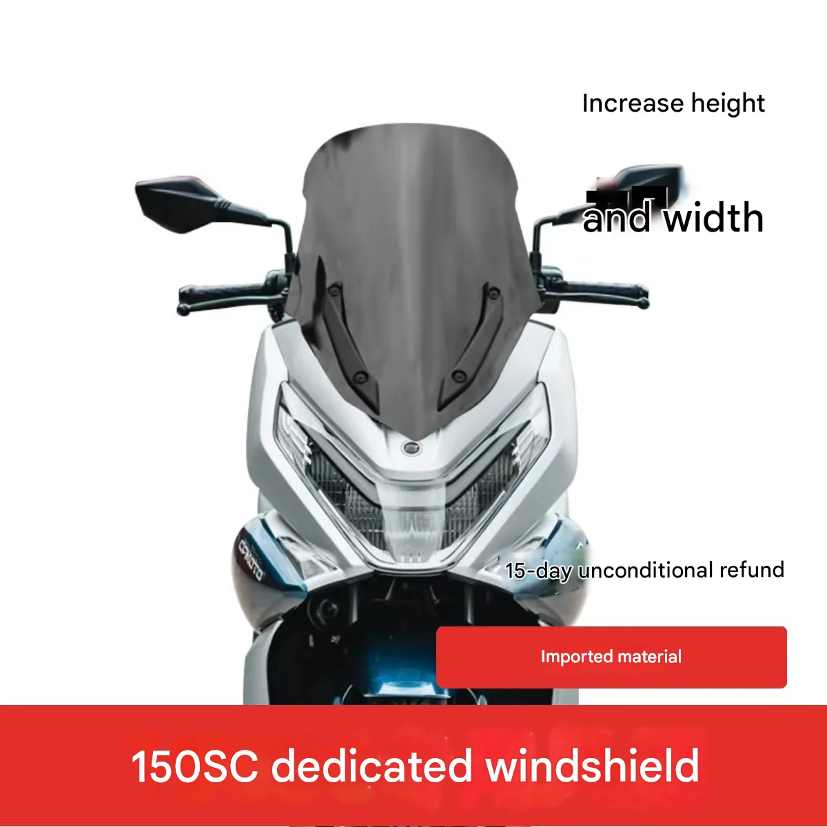 TMAX Inspired Wind Deflector for CFMOTO 150SC, Heightened Front Windshield Accessory