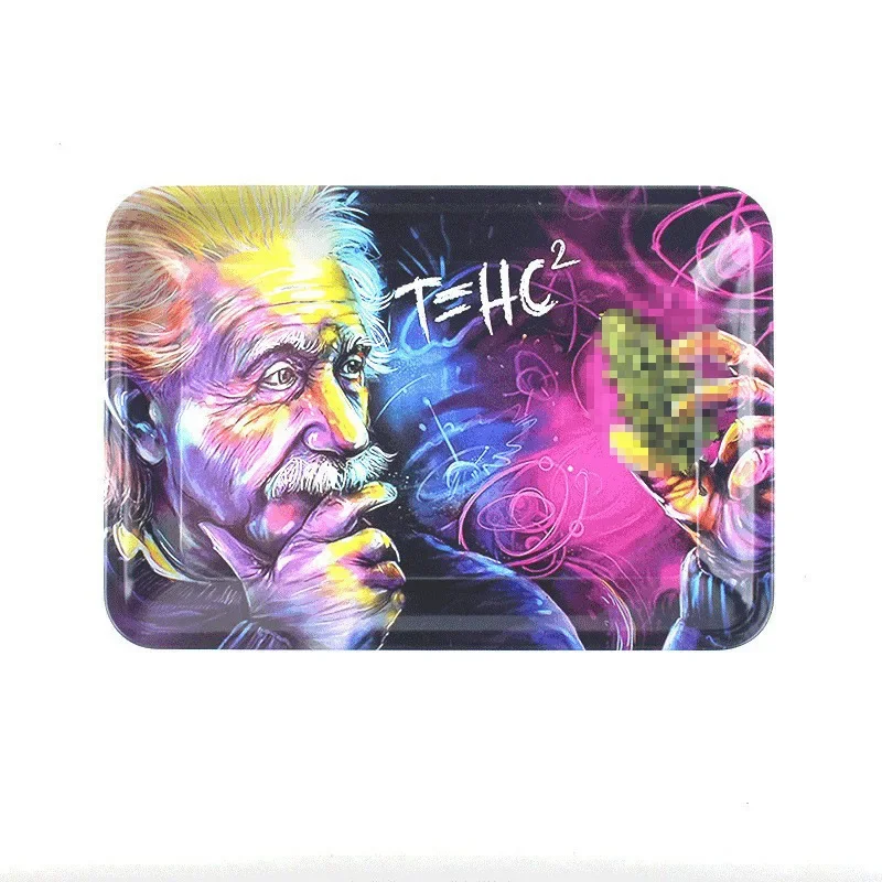 Colorful Metal Rolling Tray Tobacco Plate Cigar Smoking  Accessories Sundries Storage Container 180*125mm