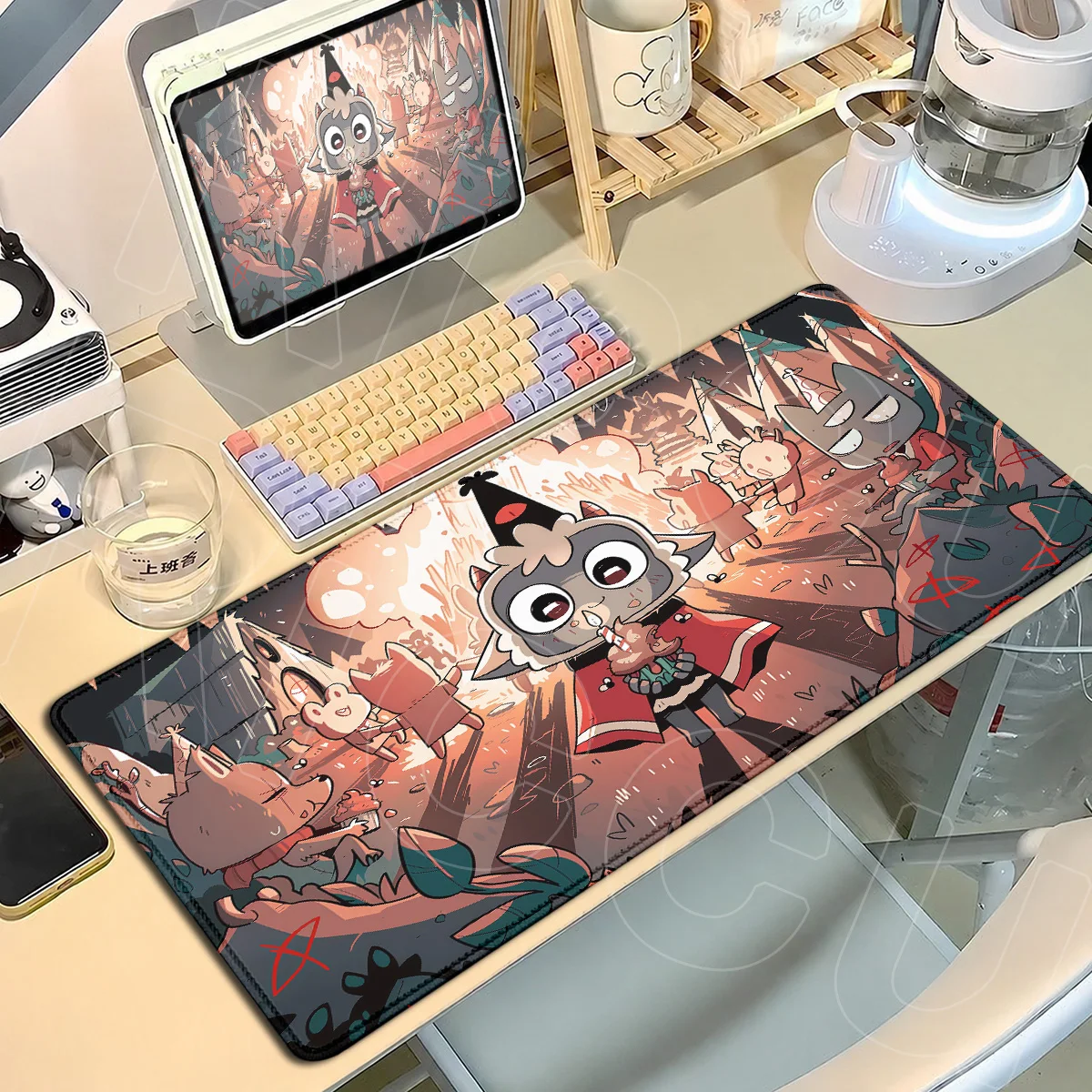Anime Laptop Locking Edge Mousepad XXL Cult of the Lamb Speed Keyboard Mat 900x400mm Desktop Rubber Carpet PC Gaming Accessories