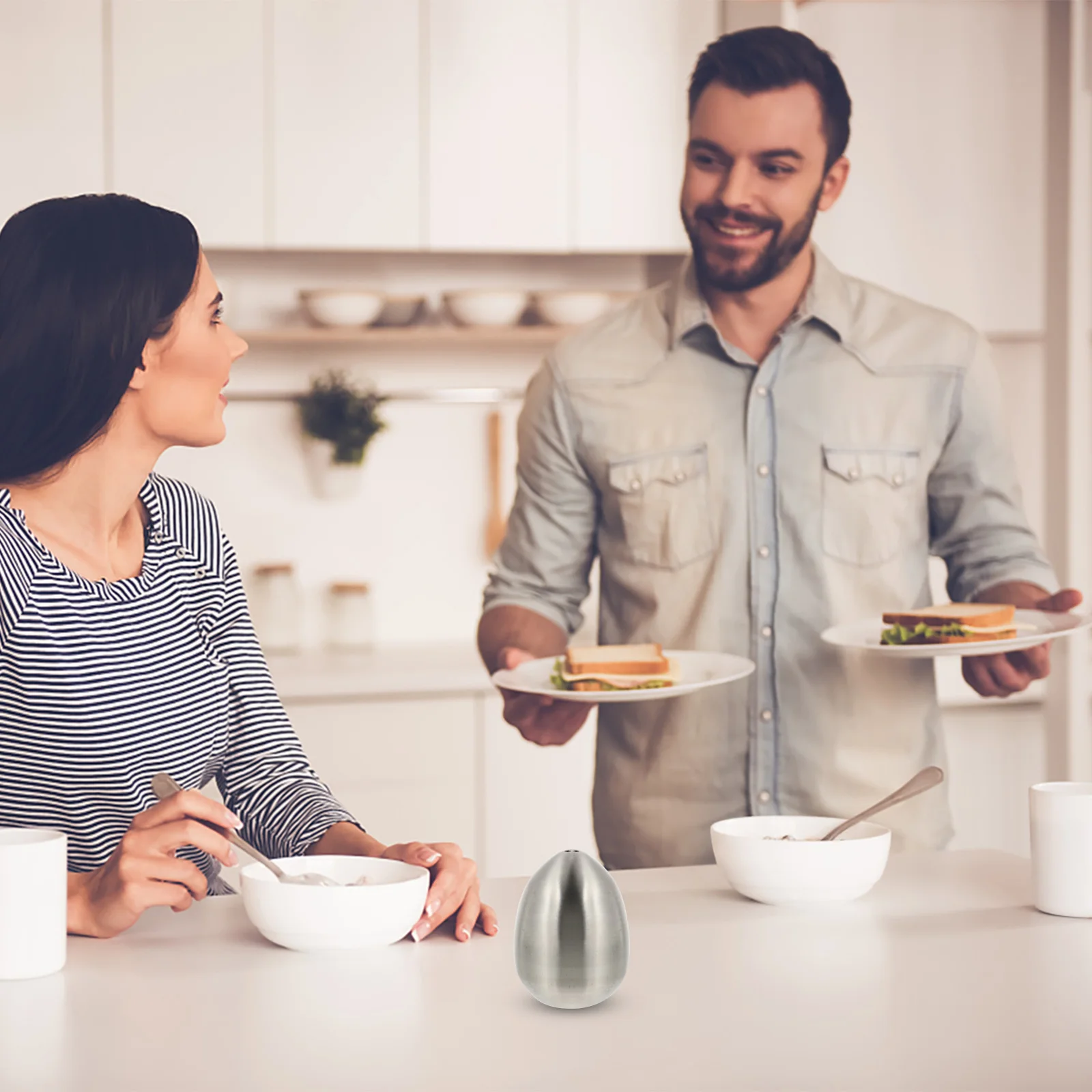 

2Pcs Egg-Shaped Seasoning Containers Stainless Steel Spice Jars Silver Household Condiment Holders for Flour Coffee Powder Chili