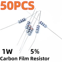 50PCS 1W carbon film 5% color ring resistor 10 22 33 47 51 62 75 82 91 100 220 470 1K 10K 100K 2,2 4,7 22 47 100 220 470 ohm