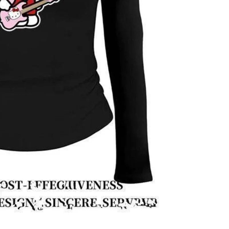 Sanrio hello kitty americano retro doce picante menina dos desenhos animados gato impressão manga comprida camiseta feminina kawaii anime moda casual conjunto