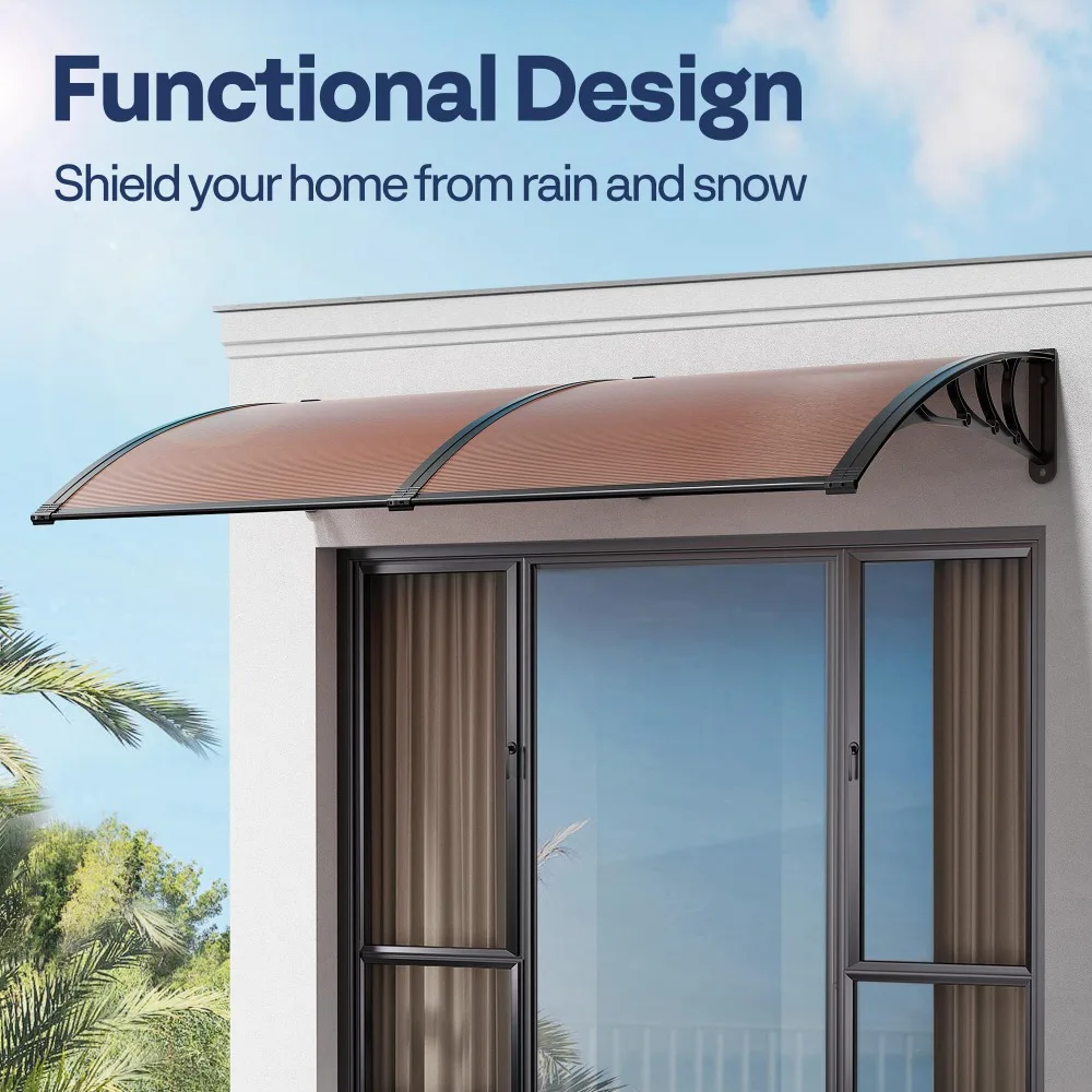 Polycarbonate Window Door Awning Brown 38 Inch x 78 Inch