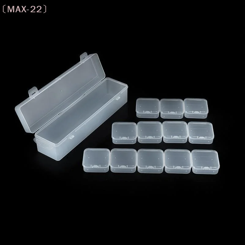 MAX-22Bead Organizer Box 12Pcs Clear Plastic Storage Containers With Hinged Lid For Crafts Jewelry