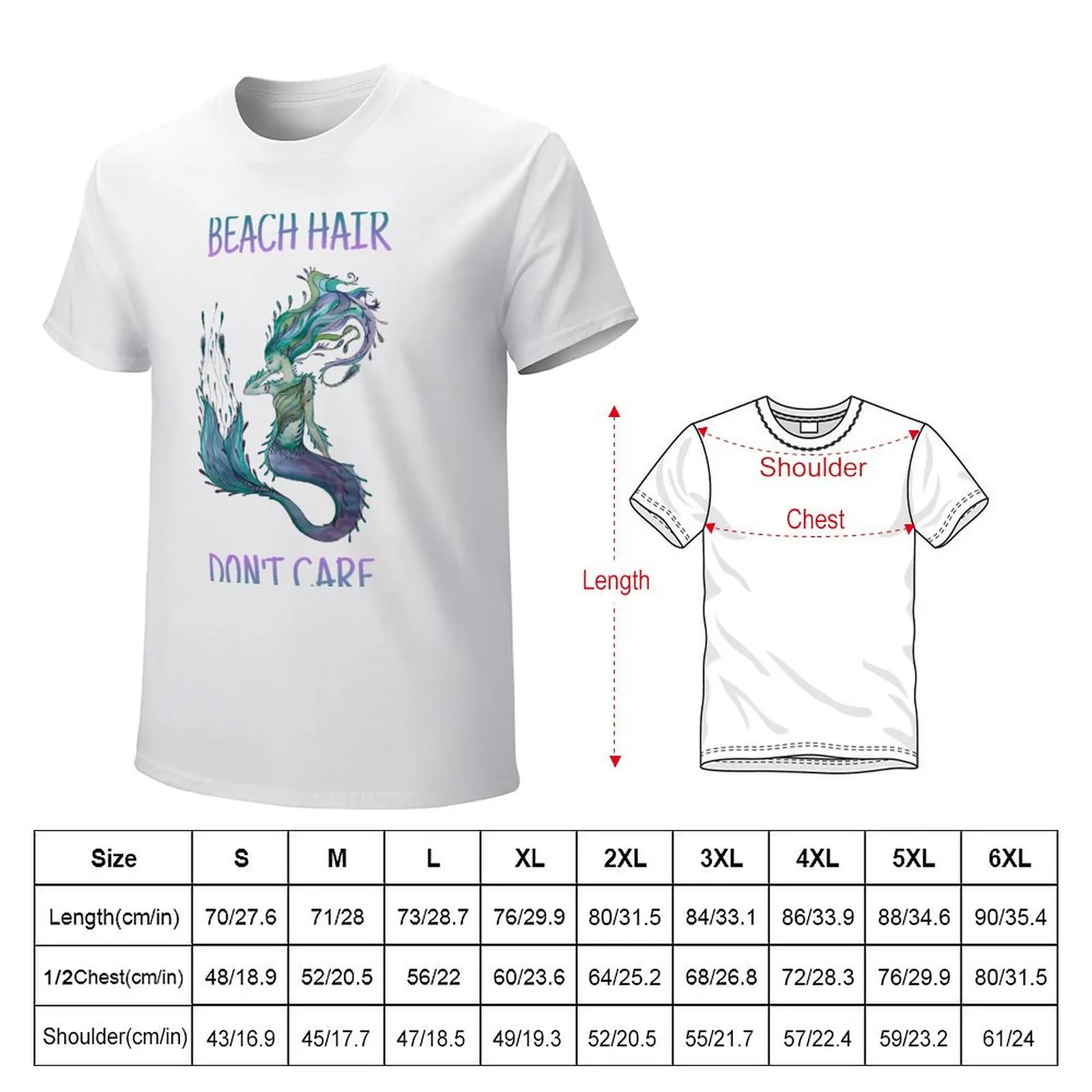 Beach Hair, Don’t Care, Watercolor Mermaid T-shirt aesthetic clothes customs hippie clothes mens t shirts casual stylish