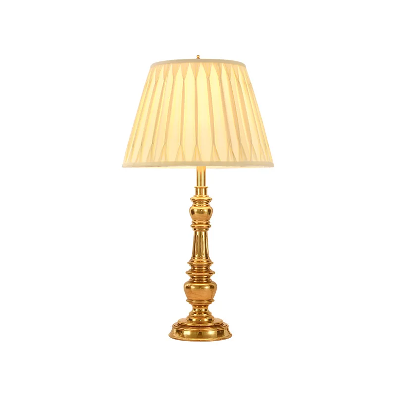 European copper bedroom bedside table lamp American office desk study lamp